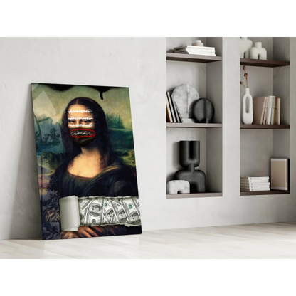 Mona Lisa money canvas wall art black and white print