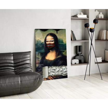 Mona Lisa money canvas wall art black and white print