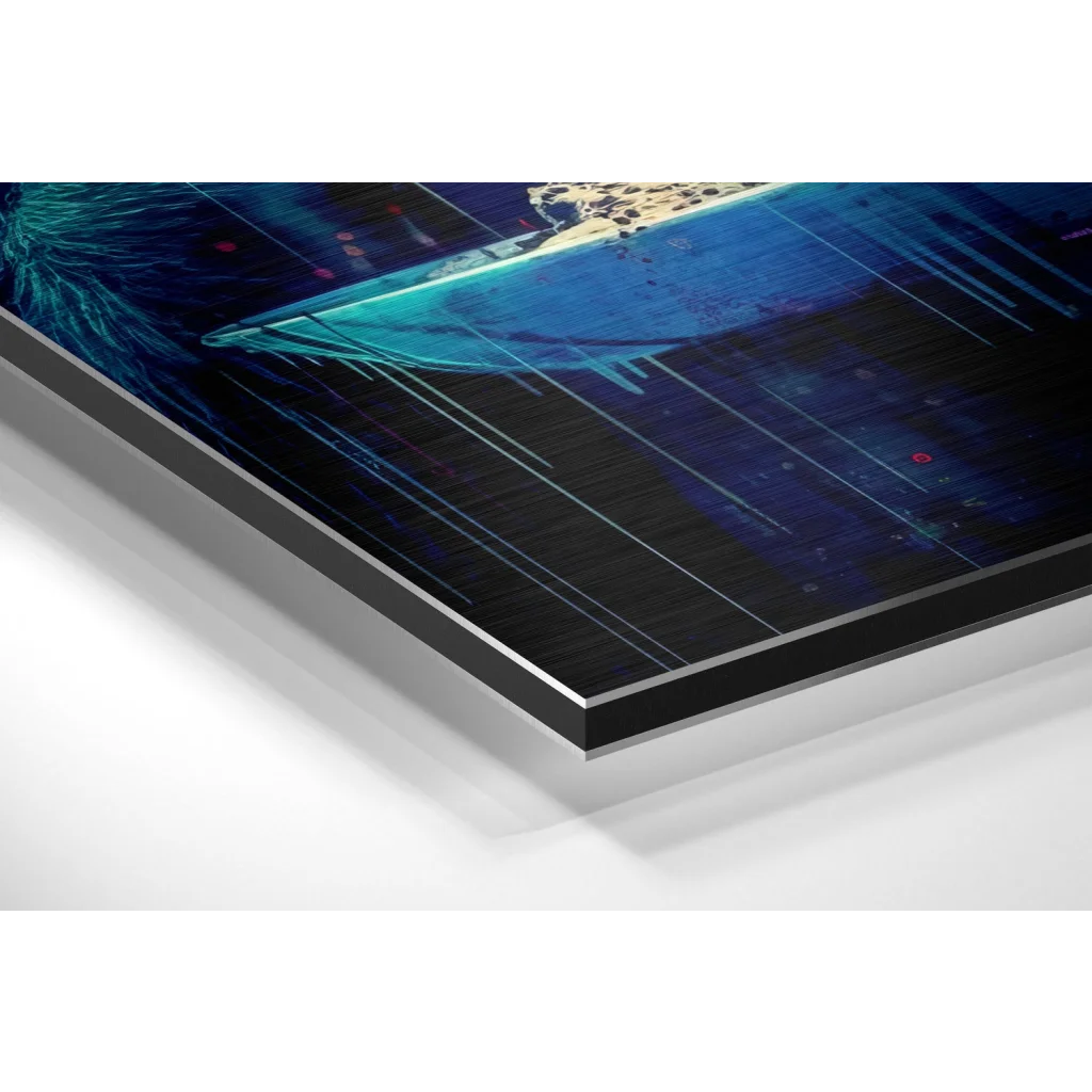 Stunning brushed aluminium dibond print with vibrant teal hues