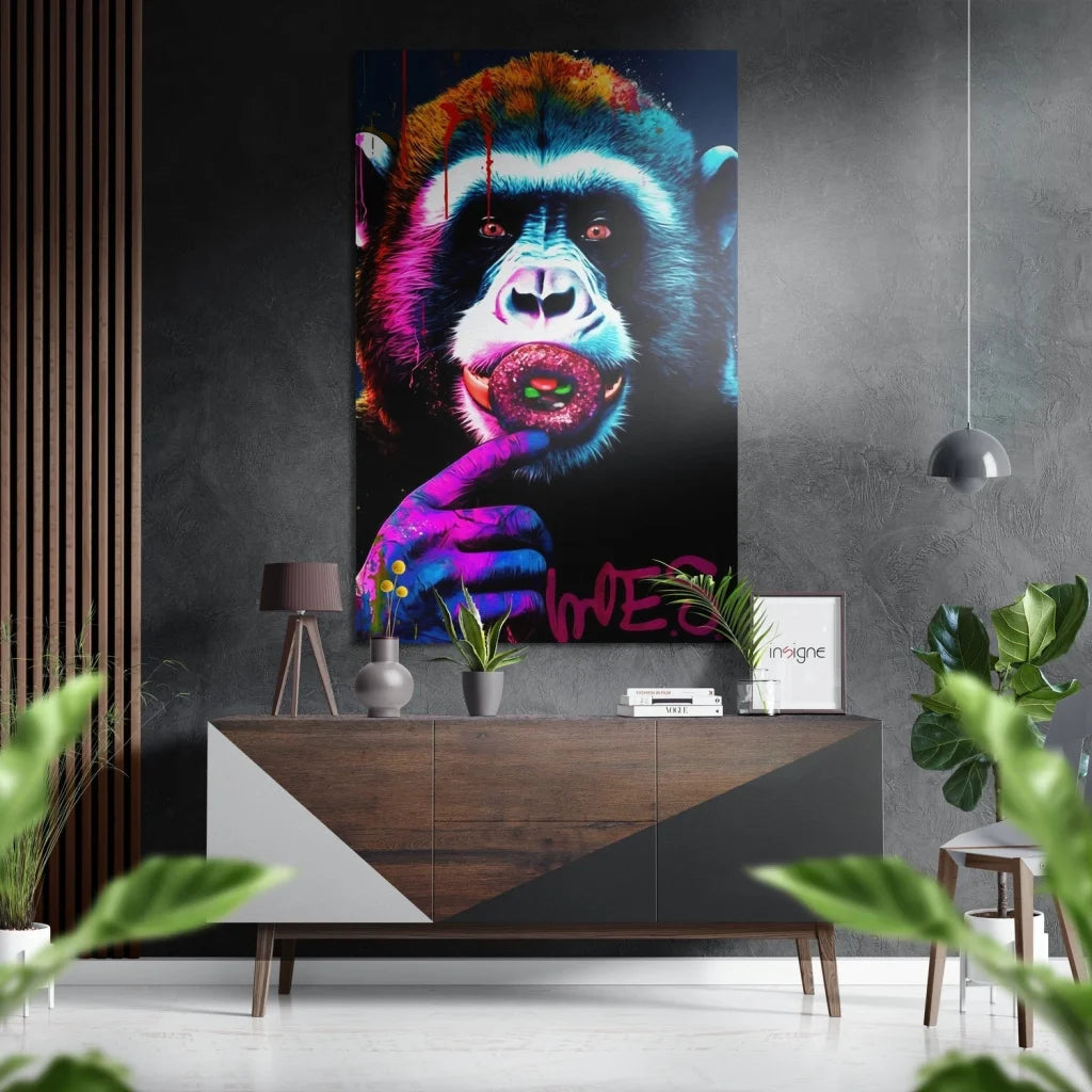 Monkey Kiss Brushed Aluminum Dibond Wall Art