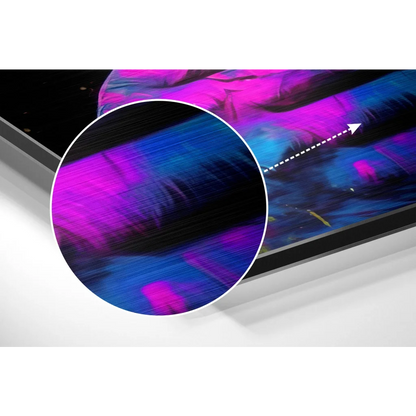 Vibrant abstract art on brushed aluminium dibond monitor frame