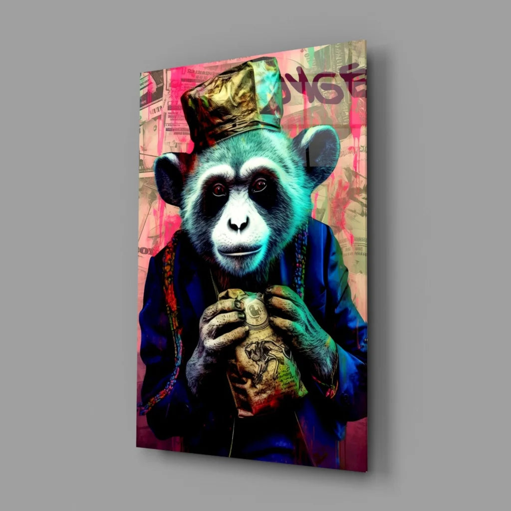 Graffiti Monkey Money Wall Art Canvas Print | Glass Wall Art Print | vintageantiquesgifts.com