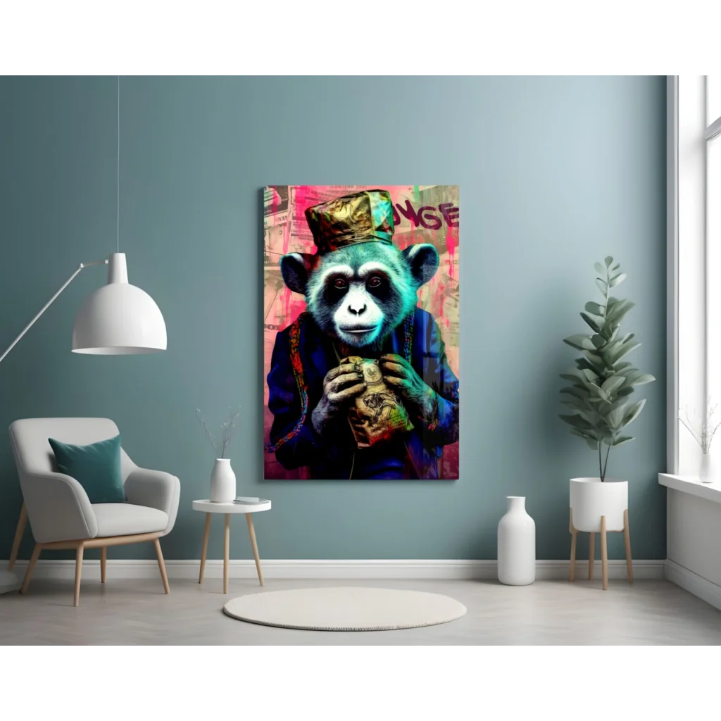 Graffiti Monkey Money Wall Art Canvas Print | Contemporary Home Wall Art | vintageantiquesgifts.com