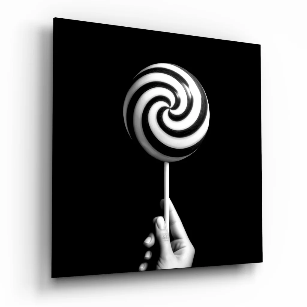 Monochrome Lollipop Tempered Glass Art Print | Insigneart USA | vintageantiquesgifts.com