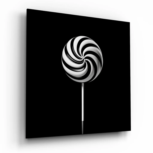 Stunning black and white swirl tempered glass art print on canvas