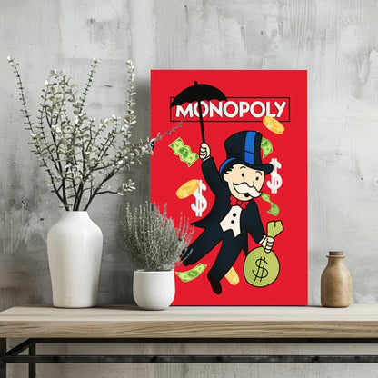 Monopoly Money Insigne Aluminum Prints for Game Room Walls | Glass Wall Art Print | vintageantiquesgifts.com