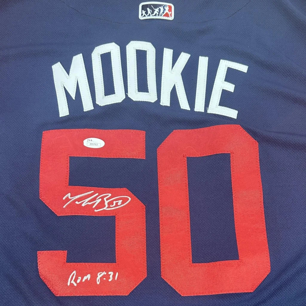 Mookie Betts autographed Boston Red Sox jersey with Mookie 50