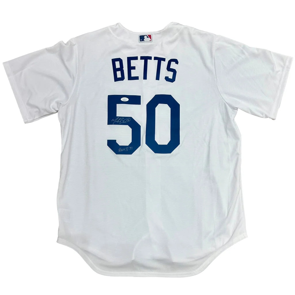 Mookie Betts autographed Los Angeles Dodgers 2020 World Series white jersey #50
