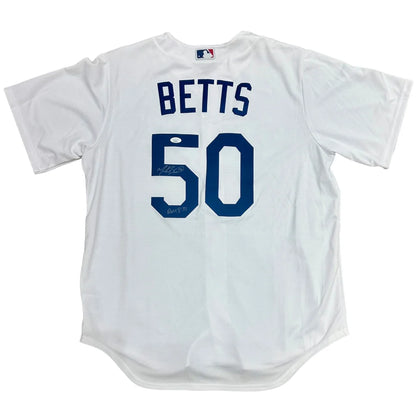 Mookie Betts autographed Los Angeles Dodgers 2020 World Series white jersey #50