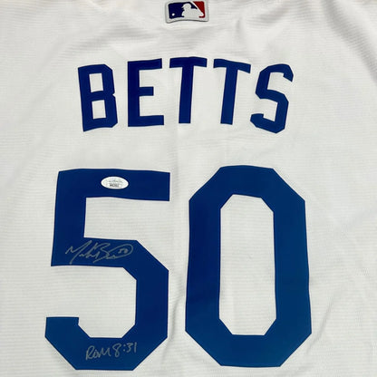 Mookie Betts autographed Los Angeles Dodgers white jersey #50 JSA