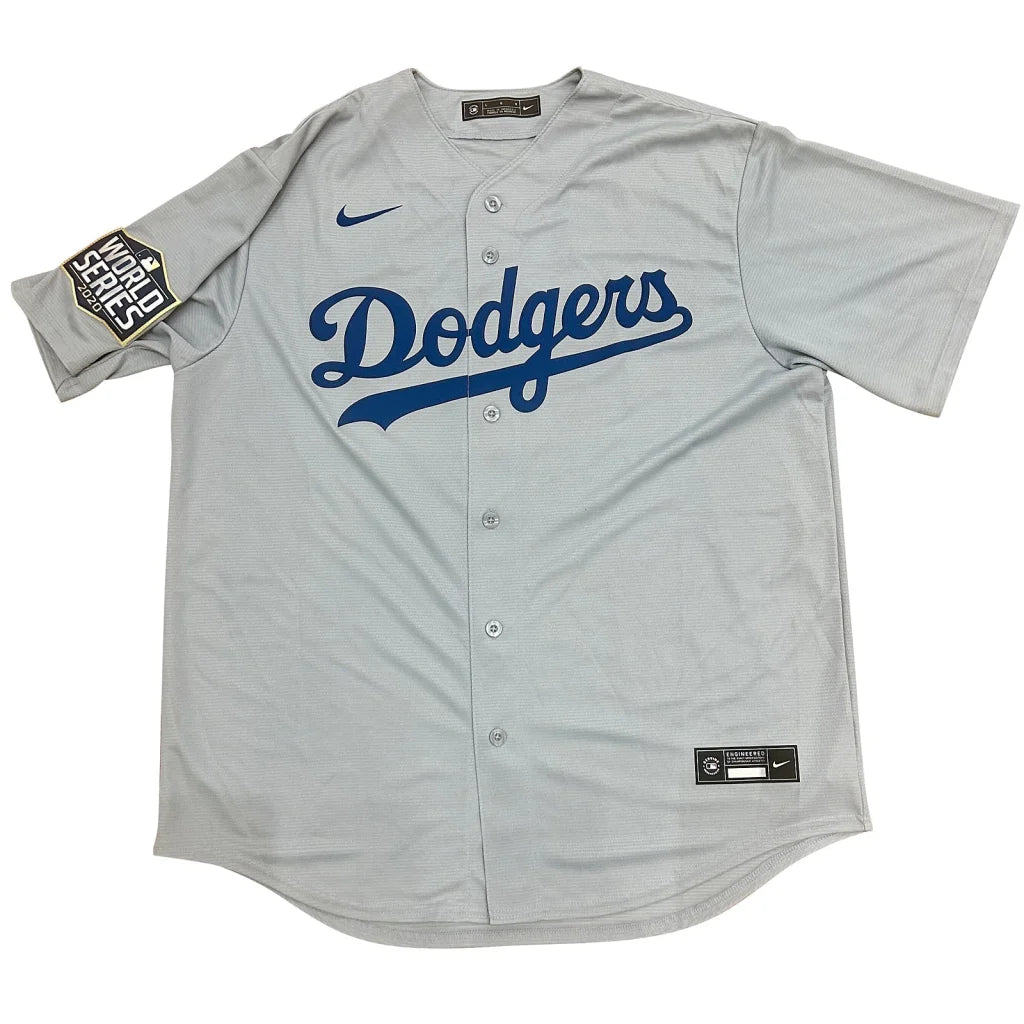 Gray Nike Mookie Betts autographed Los Angeles Dodgers jersey, JSA certified
