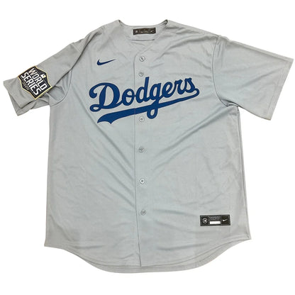 Gray Nike Mookie Betts autographed Los Angeles Dodgers jersey, JSA certified