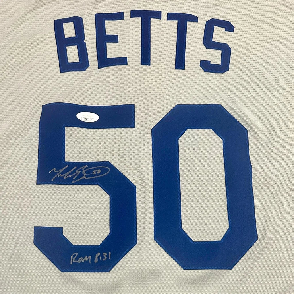 Mookie Betts autographed Los Angeles Dodgers white blue jersey JSA certified