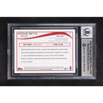 Mookie Betts signed 2014 Topps RC autograph graded BGS 10 in slab