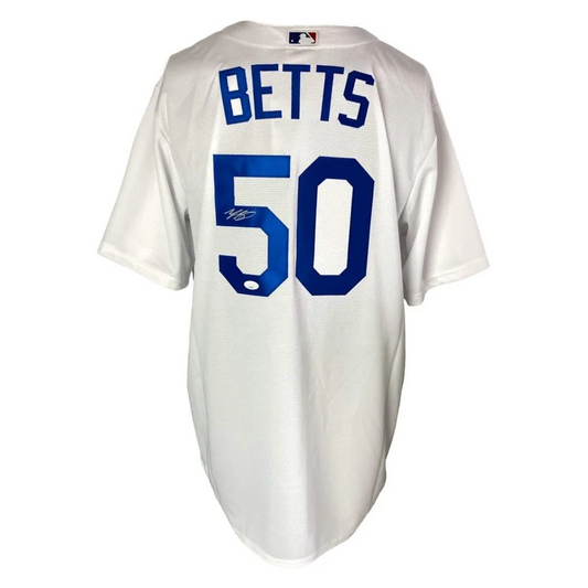 Mookie Betts signed Nike jersey with 50 and signature, authentic Dodgers collectible