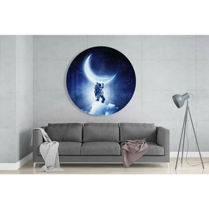 Astronaut Moon Tempered Glass Art for Your Wall | Glass Wall Art Print | vintageantiquesgifts.com