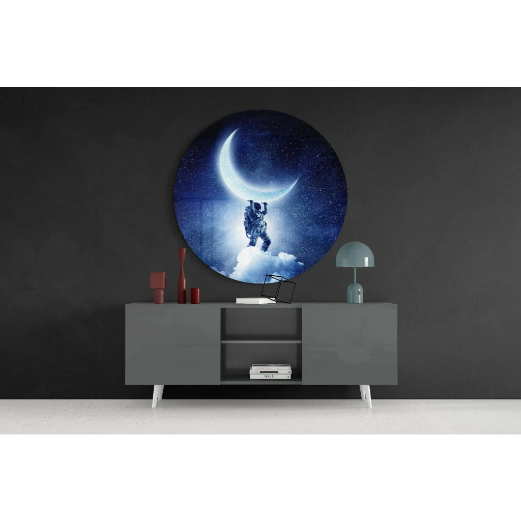 Astronaut Moon Tempered Glass Art for Your Wall | Contemporary Home Wall Art | vintageantiquesgifts.com