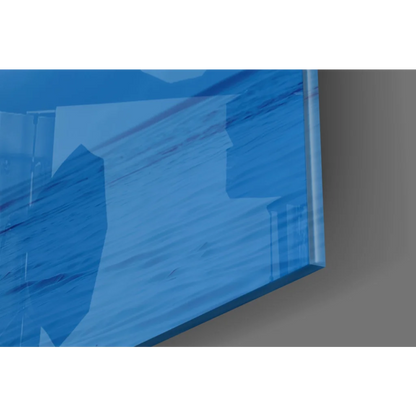 Serene blue moonlit boat wall art on abstract geometric canvas