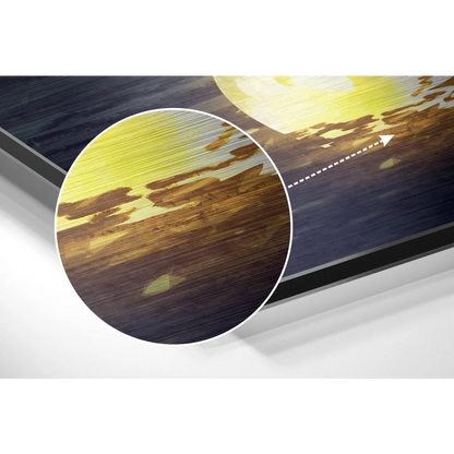 Vibrant sunset on brushed aluminium dibond canvas print