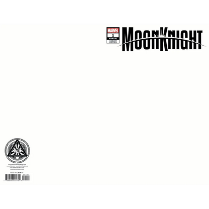 White blank Moon Knight Annual 1 preorder cover with black gray logo