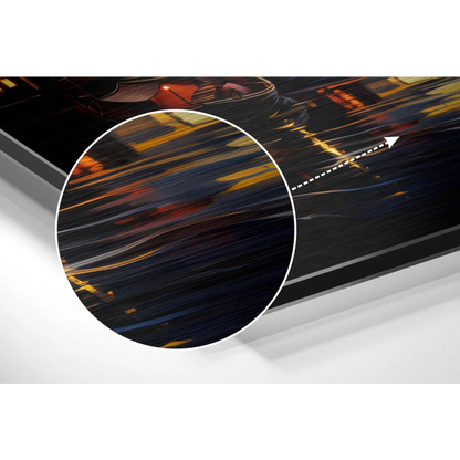 Vibrant cityscape on brushed aluminium dibond wall art