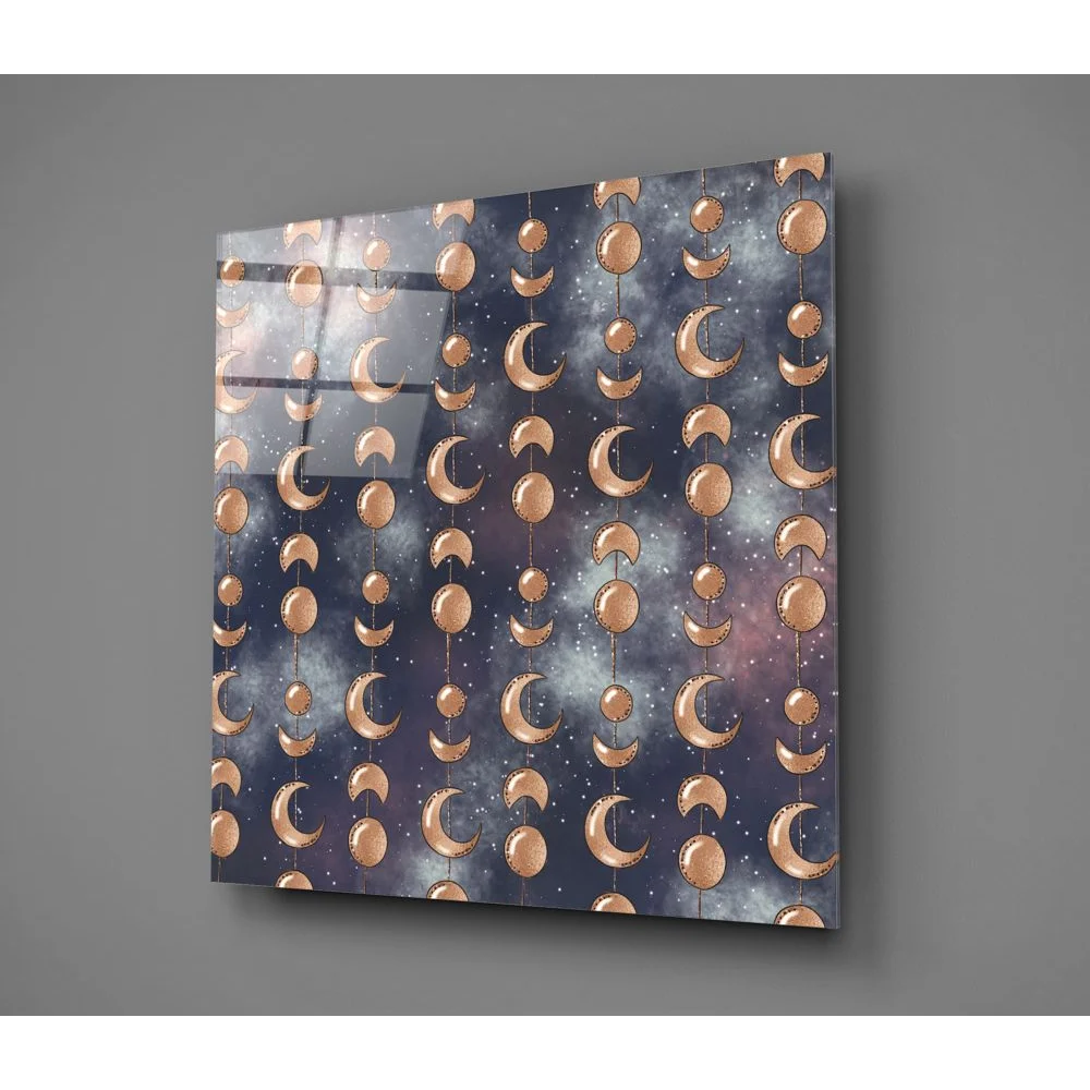 Stunning celestial moon phases tempered glass art panel