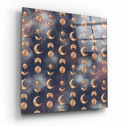 Stunning celestial moon phases tempered glass art panel
