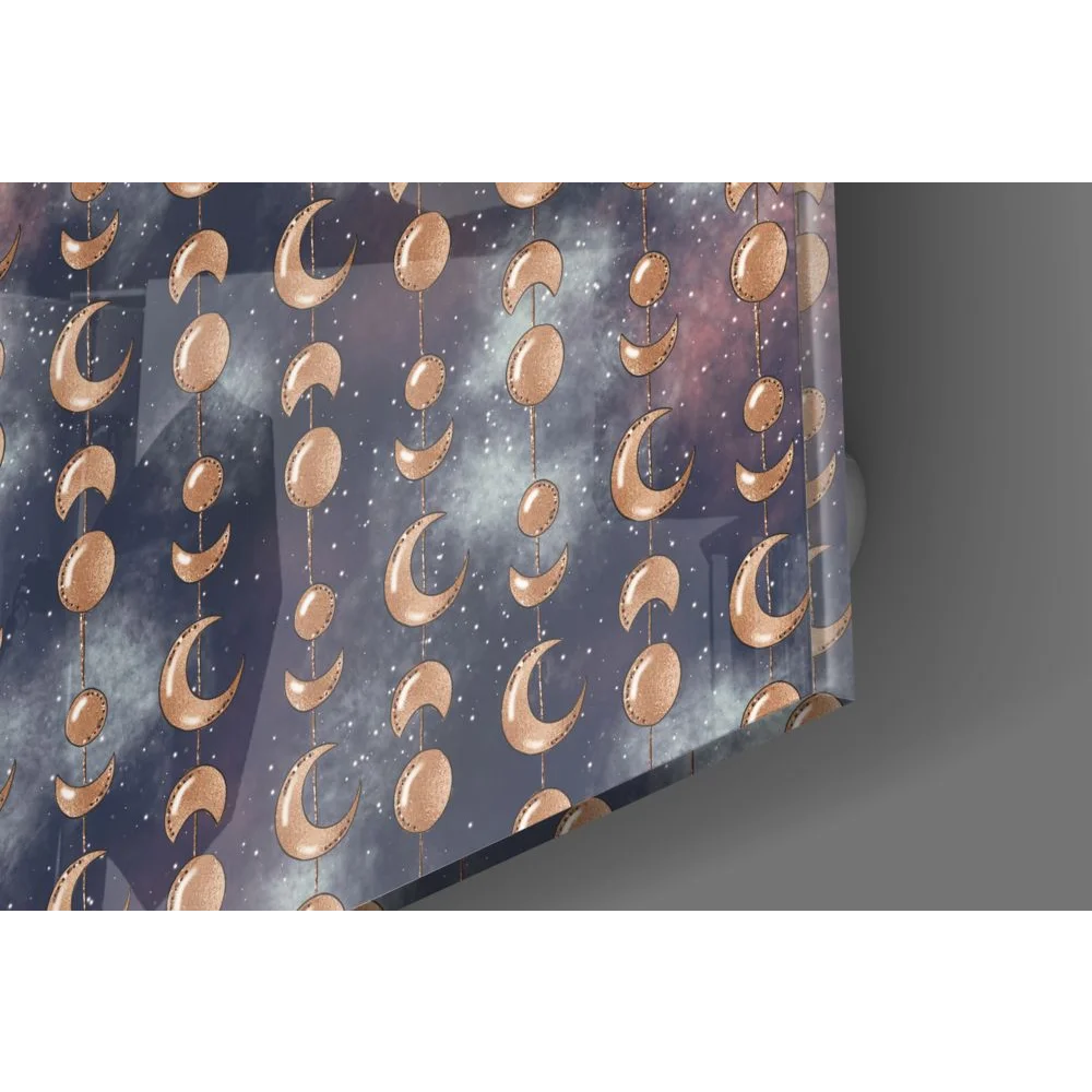 Stunning celestial moon phases tempered glass art panel