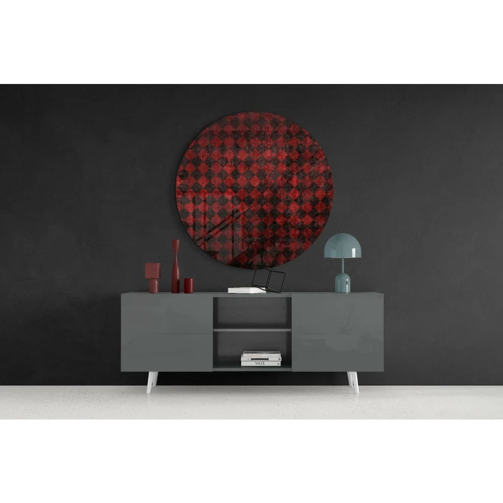Bold Red Diamond Tempered Glass Art for Your Wall | Contemporary Home Wall Art | vintageantiquesgifts.com
