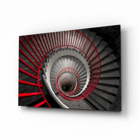 Bold Red Spiral Staircase Canvas Wall Art Print | Insigneart USA | vintageantiquesgifts.com
