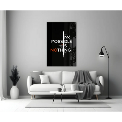 Bold Motivational Canvas Wall Art With Impossible Nothing Typography | Modern Wall Art Decor | vintageantiquesgifts.com