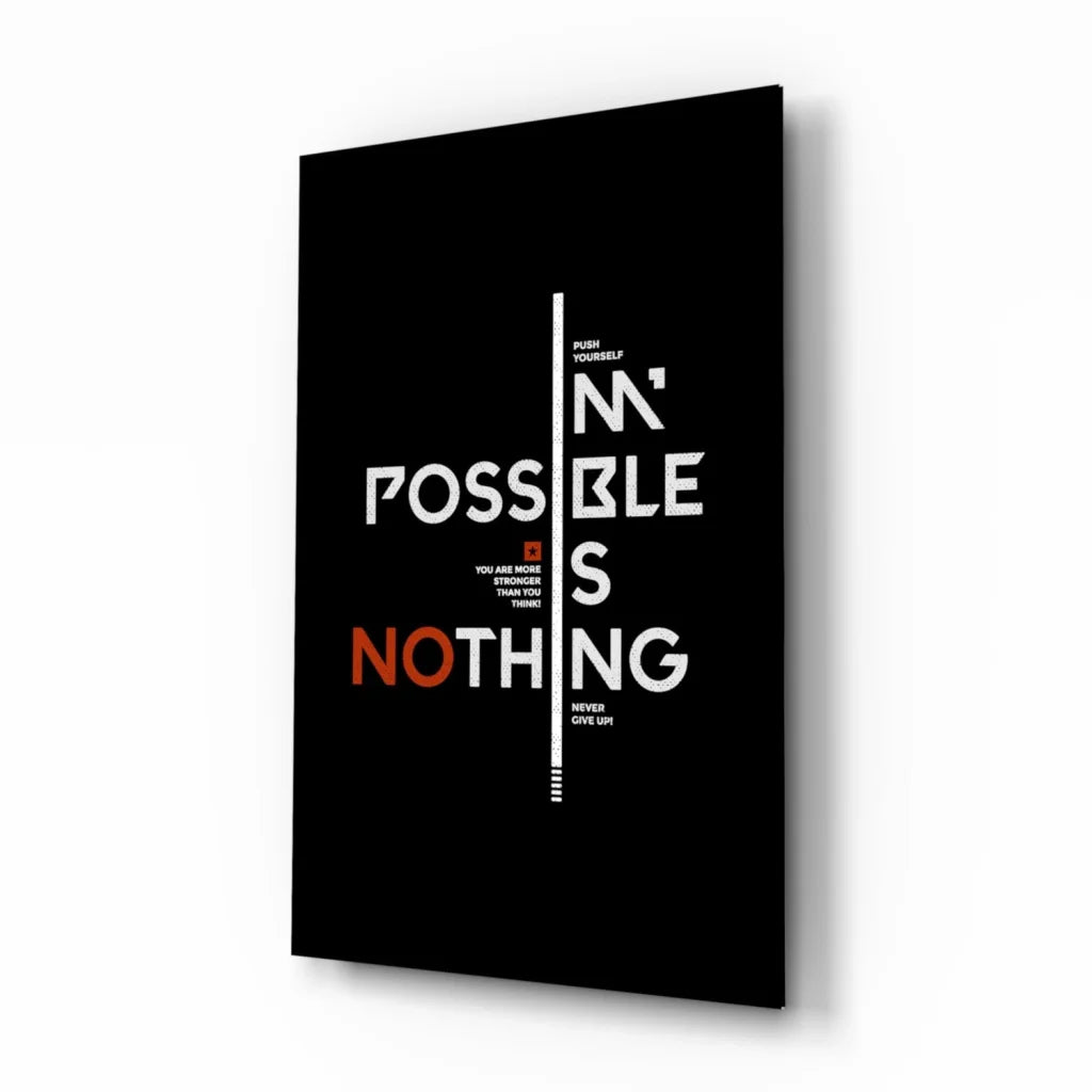 Bold Motivational Canvas Wall Art With Impossible Nothing Typography | Insigneart USA | vintageantiquesgifts.com