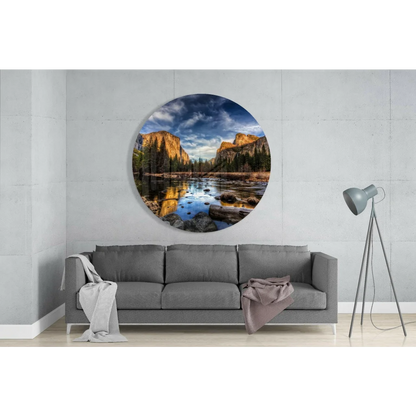 Yosemite Valley Tempered Glass Art Circle | Glass Wall Art Print | vintageantiquesgifts.com