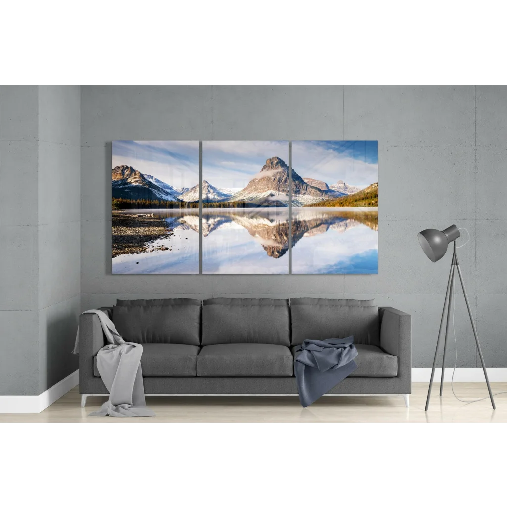 Majestic Mountain Lake Canvas Wall Art Three Panel Set | Modern Wall Art Decor | vintageantiquesgifts.com