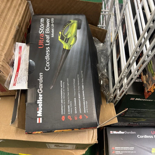 Mueller UltraStorm leaf blower lb-50 bright lime green black cordless