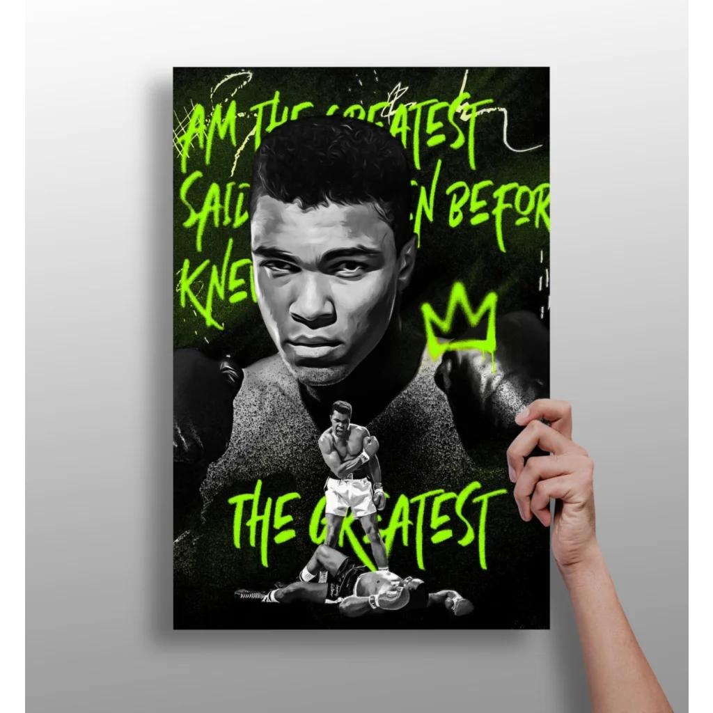 Muhammad Ali Neon Green Insigne Aluminum Prints | Insigneart USA | vintageantiquesgifts.com