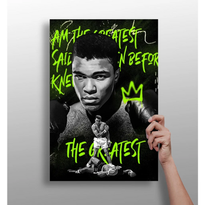 Muhammad Ali Neon Green Insigne Aluminum Prints | Insigneart USA | vintageantiquesgifts.com