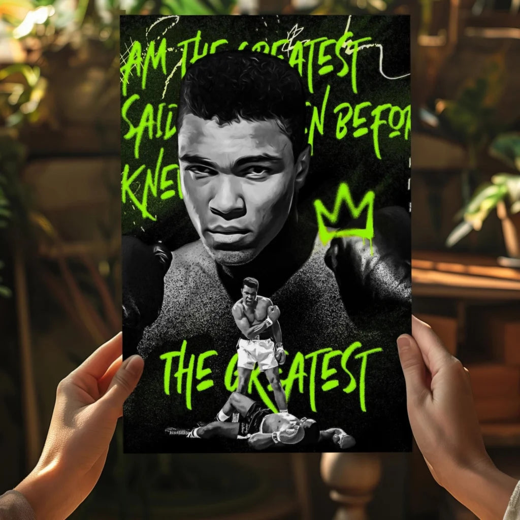 Muhammad Ali neon green insigne aluminum print poster