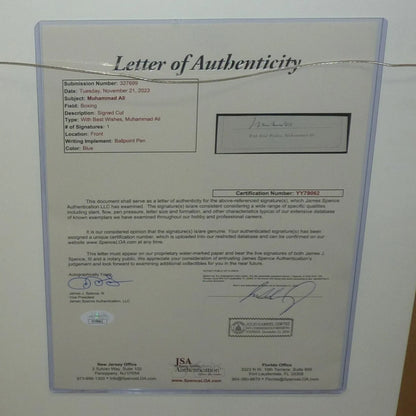 Muhammad Ali autographed deluxe framed 11x14 poster piece with JSA letter