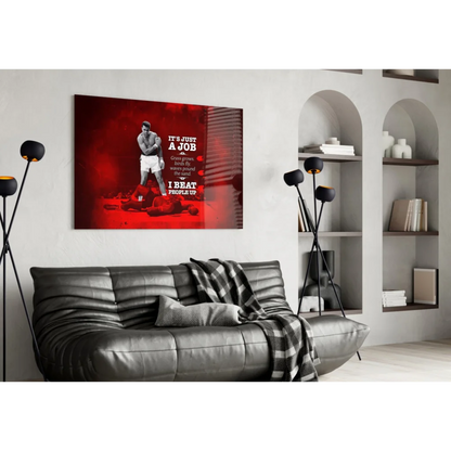 Muhammad Ali black-and-white boxing legend red canvas wall art