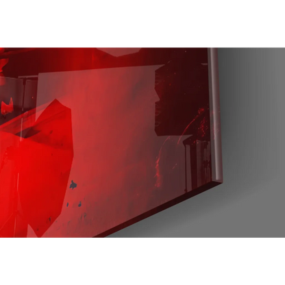 Vibrant red Muhammad Ali boxing legend glass wall art on sleek silver bezel monitor