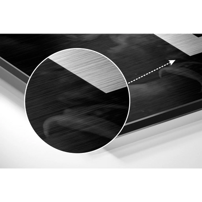 Sleek brushed aluminium dibond wall art in black and silver