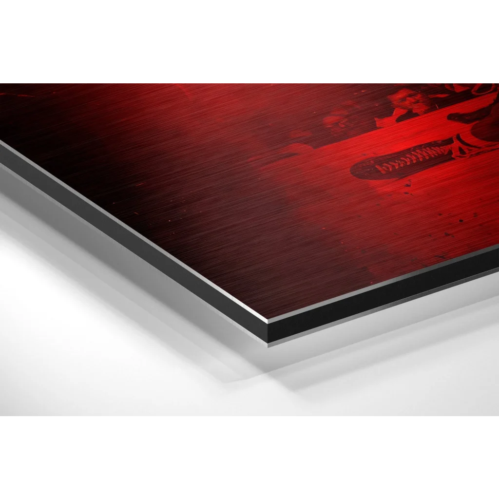 Stunning brushed aluminium dibond boxing champion wall art with red metallic frame