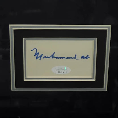 Muhammad Ali deluxe framed boxing poster with blue ink signature
