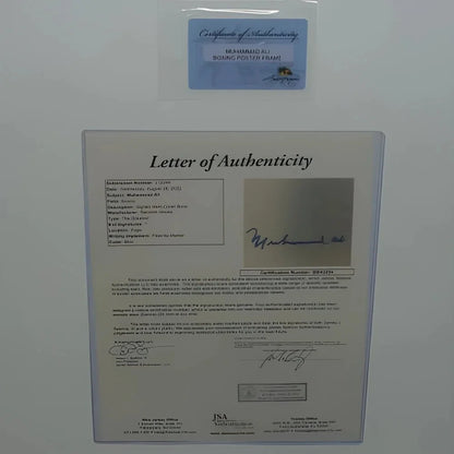 Muhammad Ali deluxe framed boxing poster with authentic autograph letter