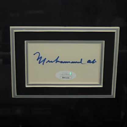 Deluxe framed Muhammad Ali boxing poster with autograph over Liston