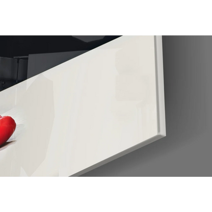 Glossy white glass wall art of Muhammad Ali Knockout Moment