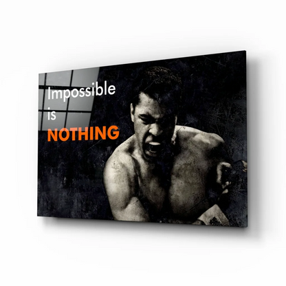 Muhammad Ali Impossible Is Nothing Glass Wall Art Canvas Print | Insigneart USA | vintageantiquesgifts.com