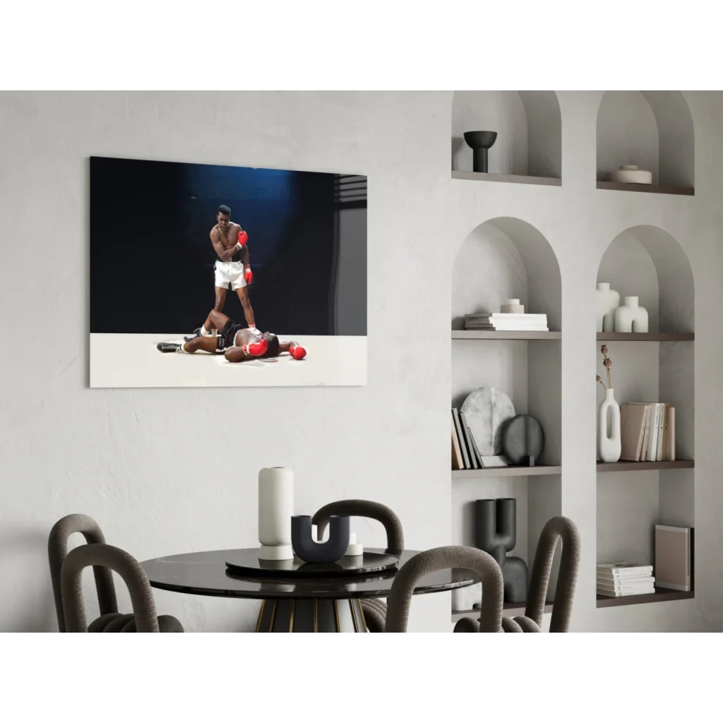 Black-and-white Muhammad Ali knockout wall art print
