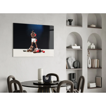 Black-and-white Muhammad Ali knockout wall art print